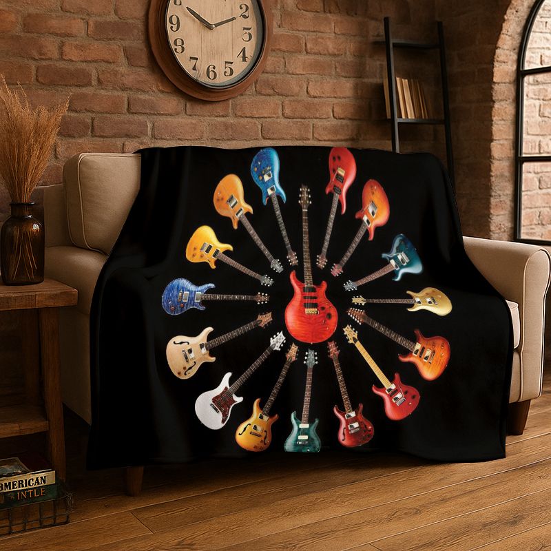 Musical Instrument Logo - Мягкий фланелевый плед с логотипом гитары